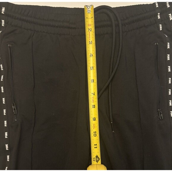 Pink Victoria Secret Tapered Track Pocketed Sweatpants Black Sz M Side Zippers - Picture 9 of 9